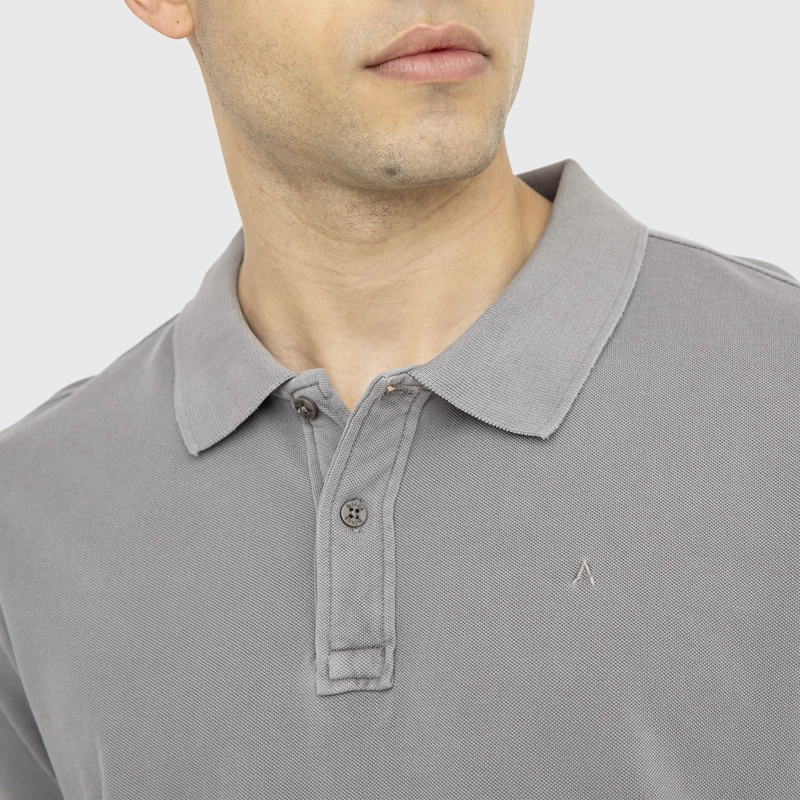POLERA POLO PIQUE GRIS CLARO BLACK BUBBA - 3