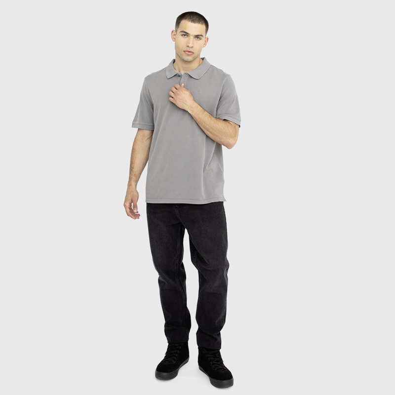 POLERA POLO PIQUE GRIS CLARO BLACK BUBBA - 4