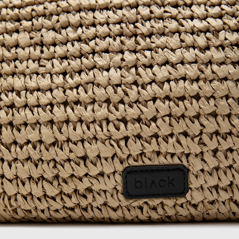 CARTERA CLUTCH RAFFIA CAMEL BLACK BUBBA - 5