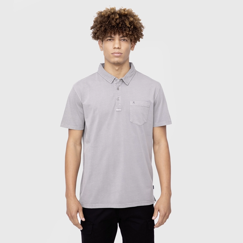 POLO TEE ORGANIC COTTON GREY  BLACK BUBBA - 1