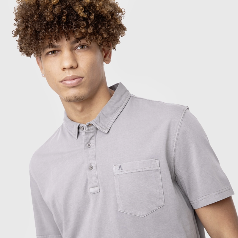 POLO TEE ORGANIC COTTON GREY  BLACK BUBBA - 4