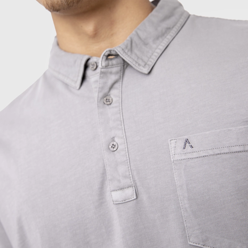 POLO TEE ORGANIC COTTON GREY  BLACK BUBBA - 5