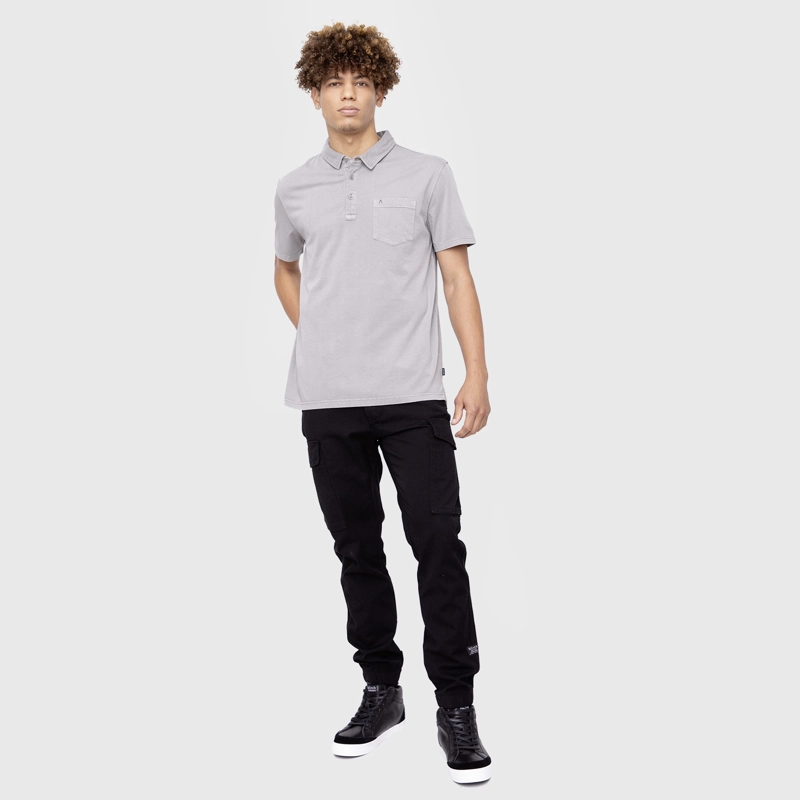 POLO TEE ORGANIC COTTON GREY  BLACK BUBBA - 6