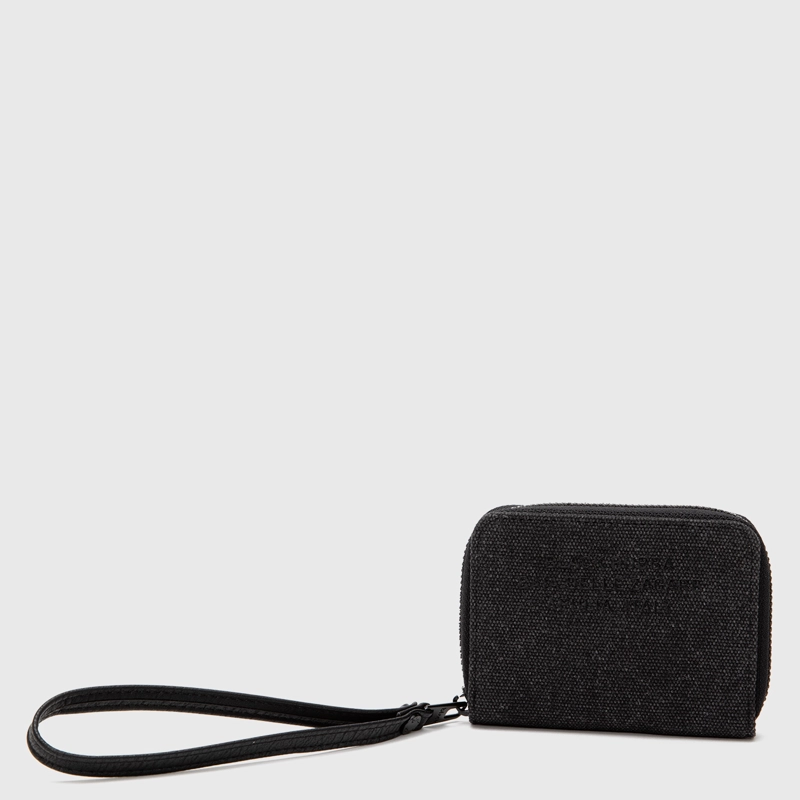 BILLETERA CANVAS GREY MINI BLACK BUBBA - 1