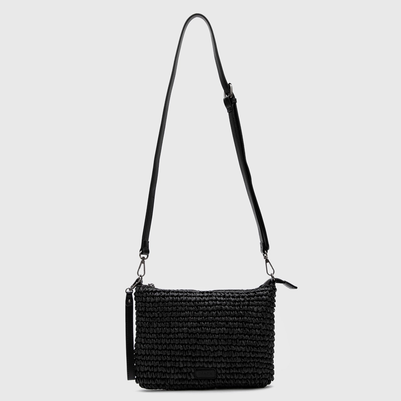 CARTERA CLUTCH RAFFIA BLACK BLACK BUBBA - 1