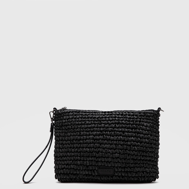 CARTERA CLUTCH RAFFIA BLACK BLACK BUBBA - 2