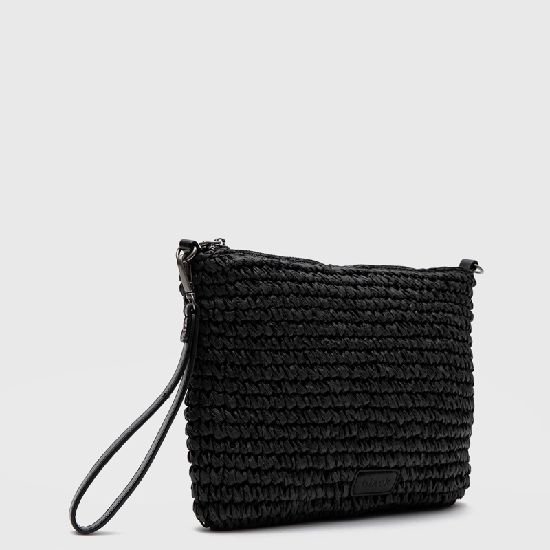 CARTERA CLUTCH RAFFIA BLACK BLACK BUBBA - 3