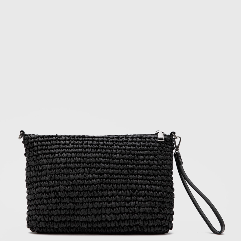 CARTERA CLUTCH RAFFIA BLACK BLACK BUBBA - 4