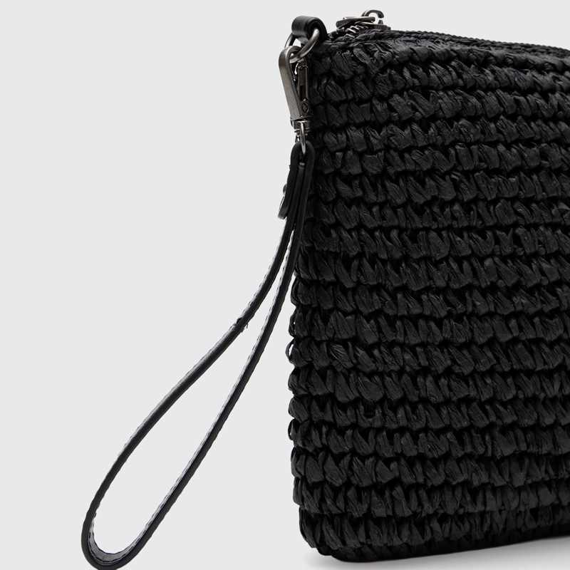 CARTERA CLUTCH RAFFIA BLACK BLACK BUBBA - 6