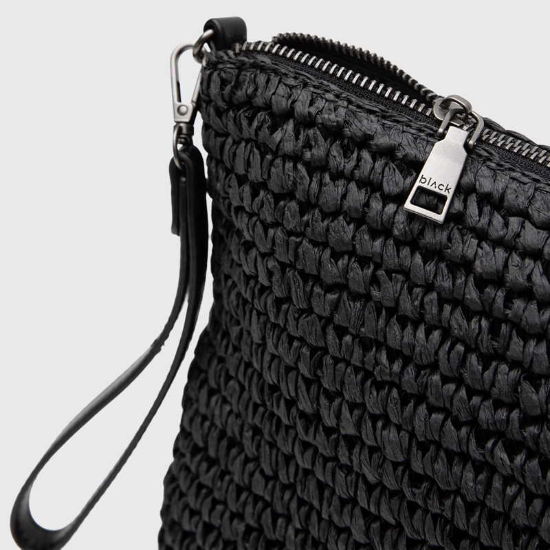 CARTERA CLUTCH RAFFIA BLACK BLACK BUBBA - 7