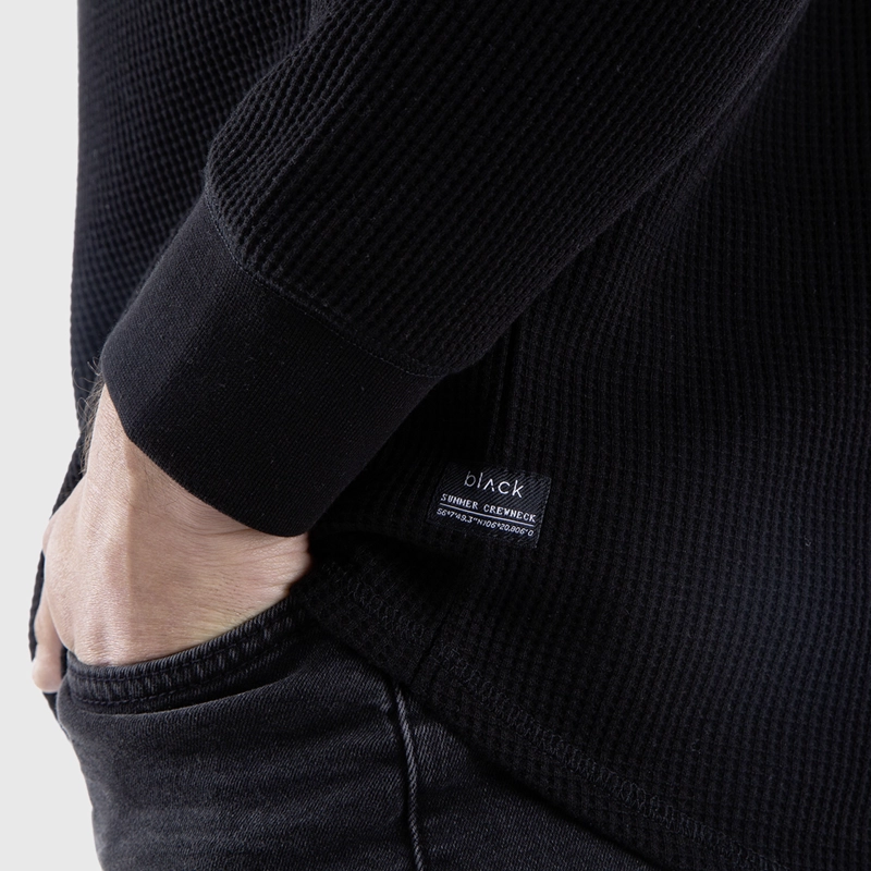 CREWNECK WAFFLE SUMMER BLACK BLACK BUBBA - 4