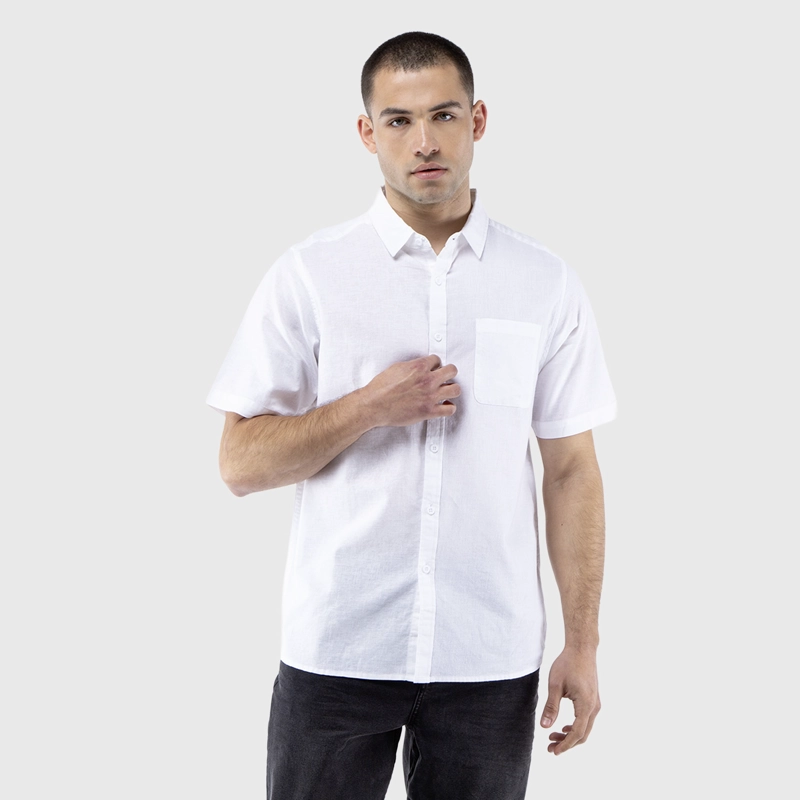 CAMISA MANGA CORTA LINO BLANCA BLACK BUBBA - 2