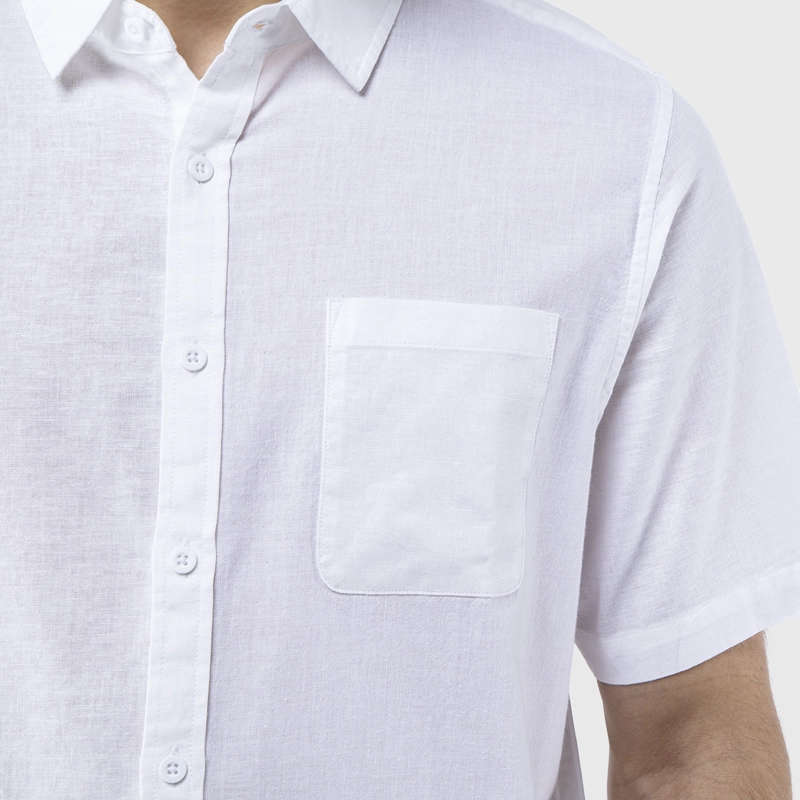 CAMISA MANGA CORTA LINO BLANCA BLACK BUBBA - 4