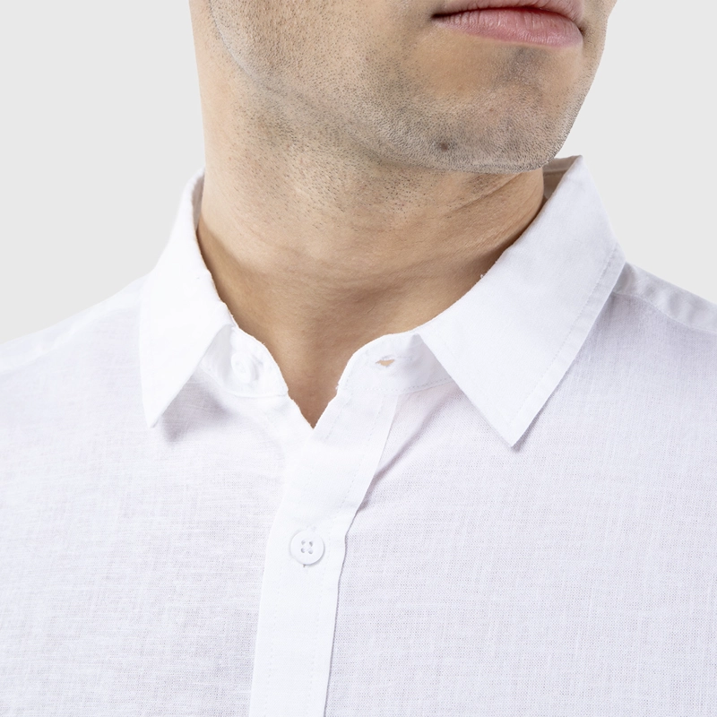 CAMISA MANGA CORTA LINO BLANCA BLACK BUBBA - 5