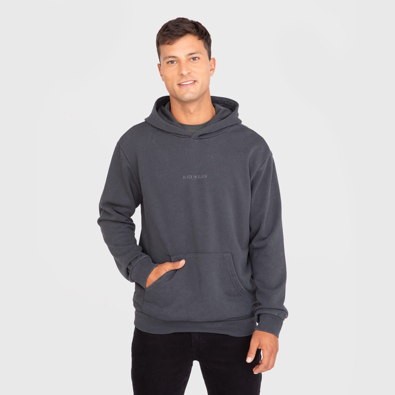 POLERON HODDIE BLACK IN BLACK GRIS OSCURO BLACK BUBBA - 1