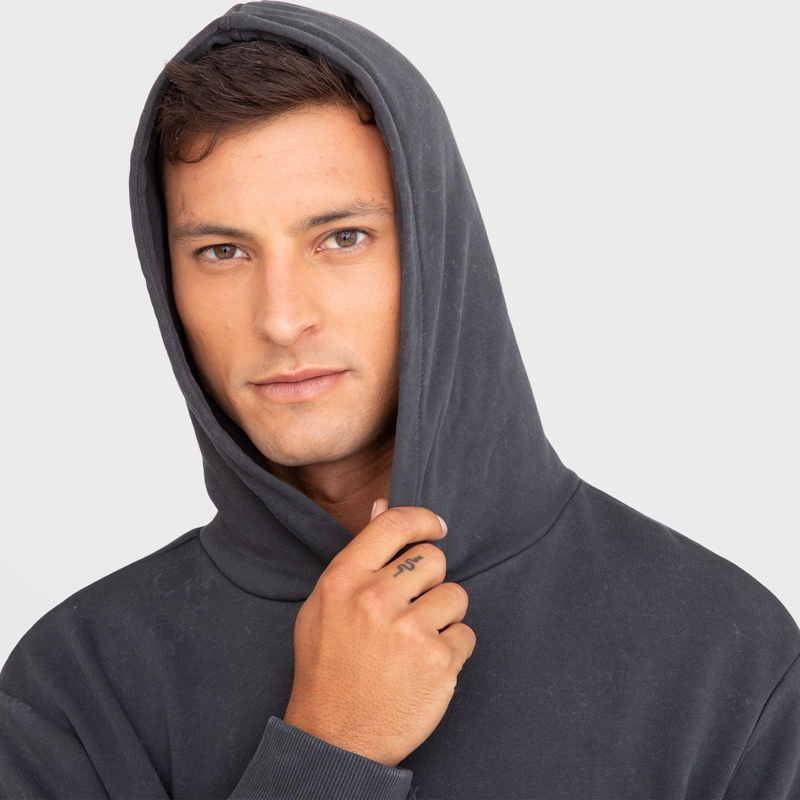 POLERON HODDIE BLACK IN BLACK GRIS OSCURO BLACK BUBBA - 4