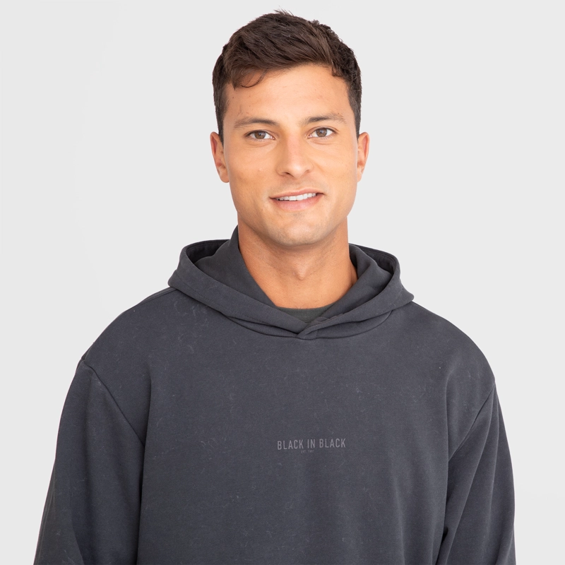 POLERON HODDIE BLACK IN BLACK GRIS OSCURO BLACK BUBBA - 5
