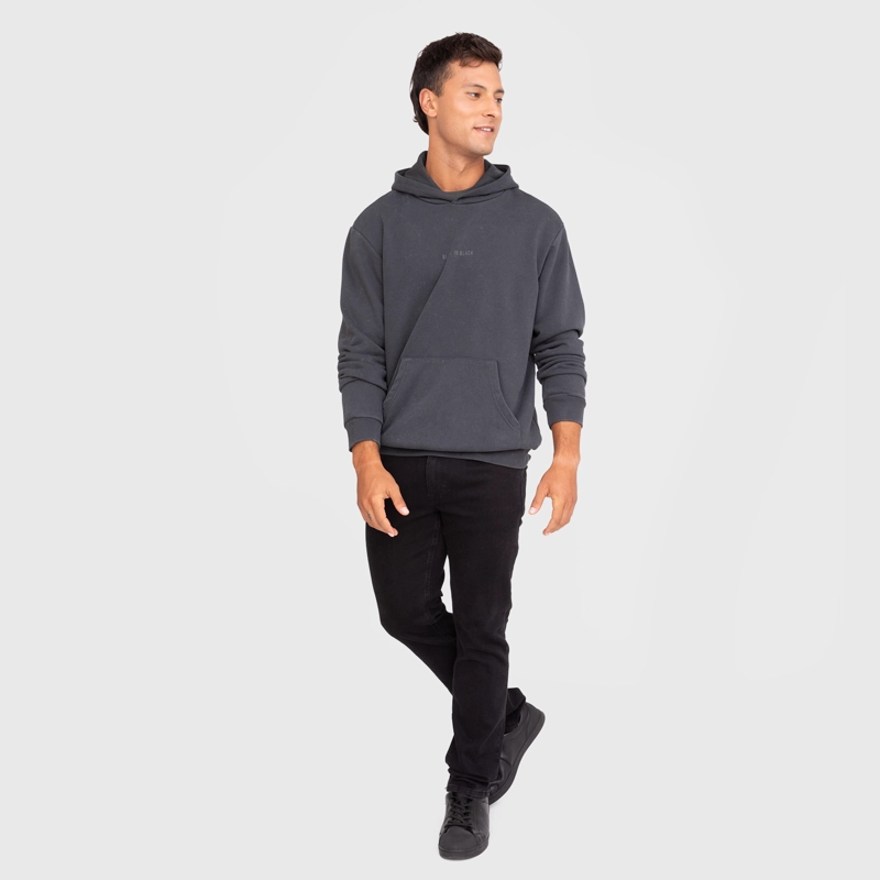 POLERON HODDIE BLACK IN BLACK GRIS OSCURO BLACK BUBBA - 8