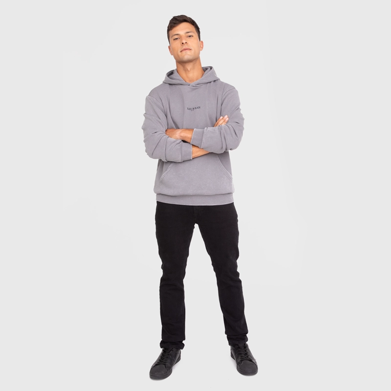 POLERON HODDIE BLACK IN BLACK GRIS BLACK BUBBA - 7