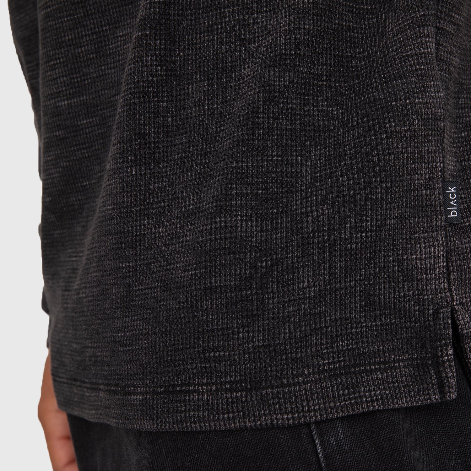 POLERA HENLEY WAFFLE MANGA LARGA NEGRA BLACK BUBBA - 4