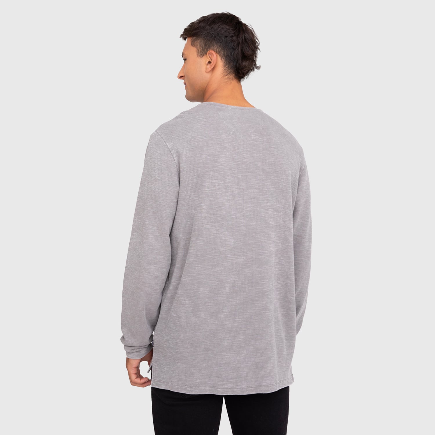 POLERA HENLEY WAFFLE MANGA LARGA GRIS BLACK BUBBA - 2