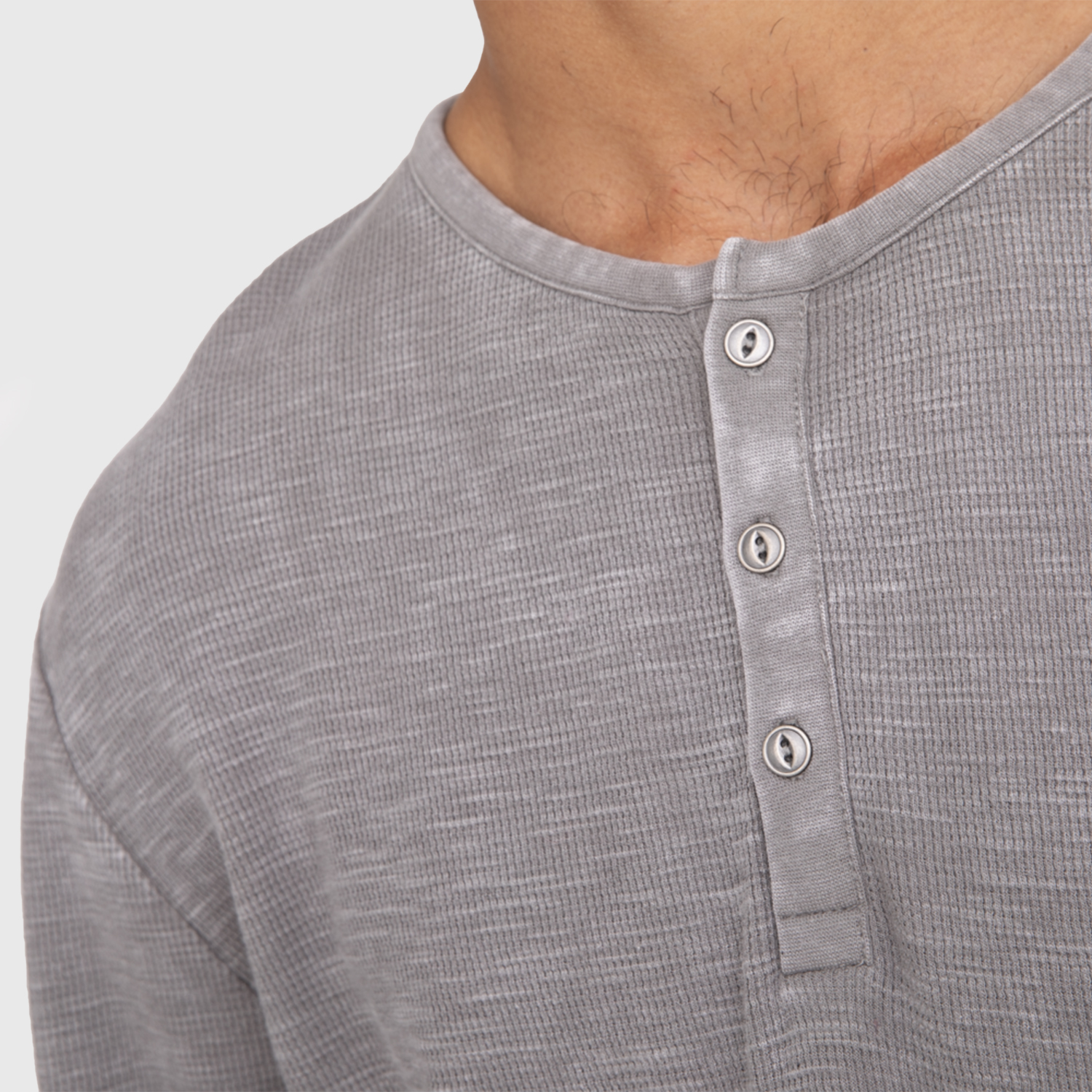 POLERA HENLEY WAFFLE MANGA LARGA GRIS BLACK BUBBA - 4