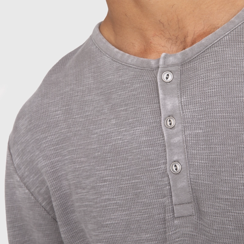 POLERA HENLEY WAFFLE MANGA LARGA GRIS BLACK BUBBA - 4