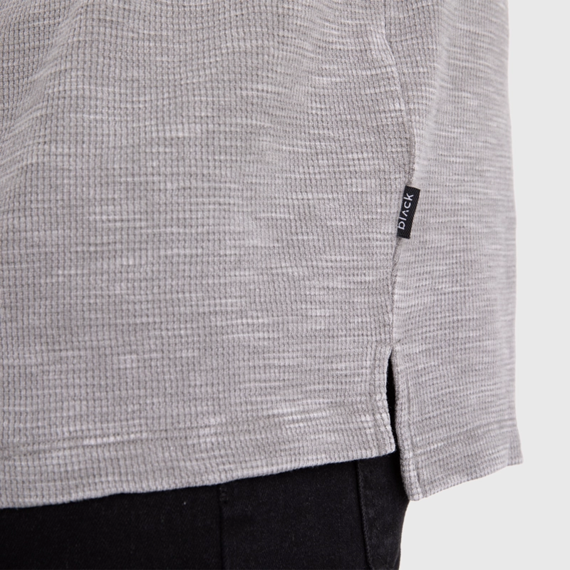 POLERA HENLEY WAFFLE MANGA LARGA GRIS BLACK BUBBA - 5