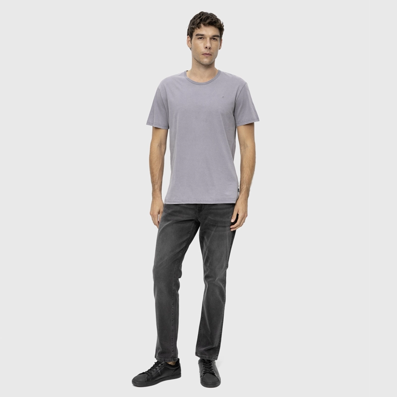 POLERA GARMENT DYE LIGHT GREY BLACK BUBBA - 5