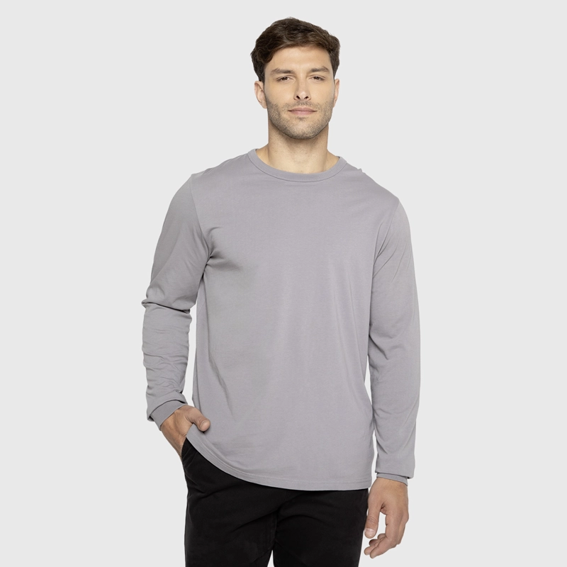POLERA MANGA LARGA GARMENT DYE GRIS CLARO BLACK BUBBA - 1