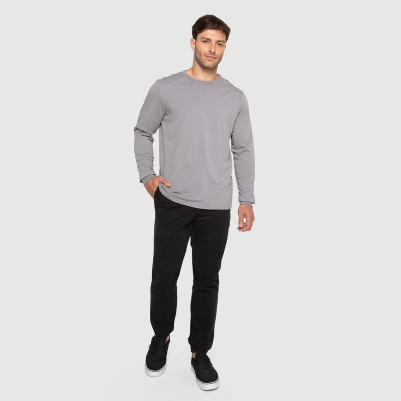 POLERA MANGA LARGA GARMENT DYE GRIS CLARO BLACK BUBBA - 4