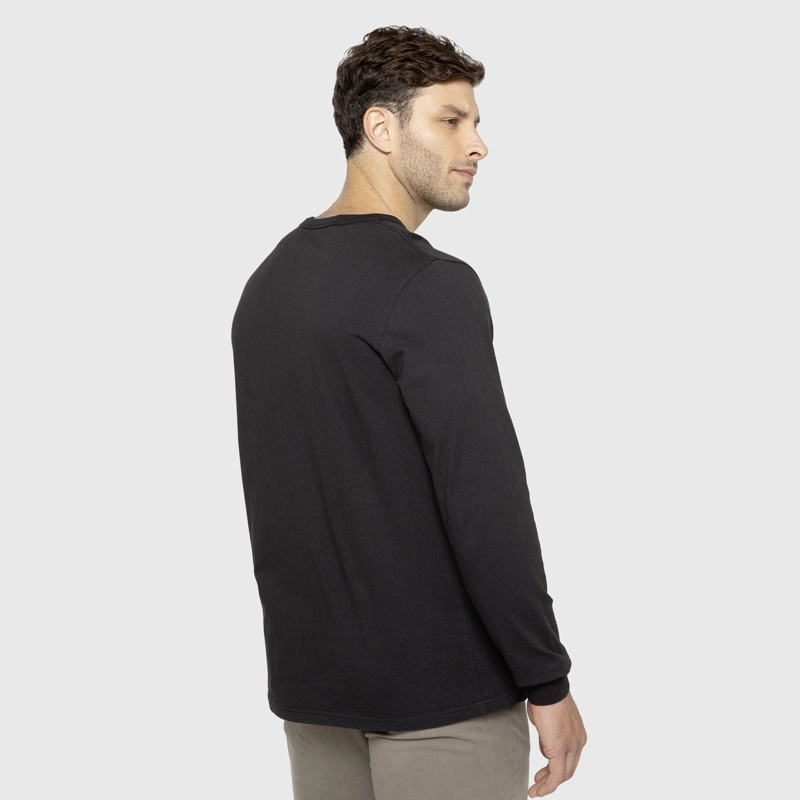 POLERA MANGA LARGA GARMENT DYE GRIS MARENGO BLACK BUBBA - 2