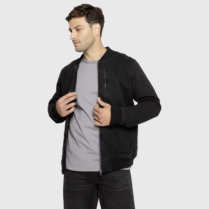CHAQUETA BOMBER CANVAS BLACK BLACK BUBBA - 1