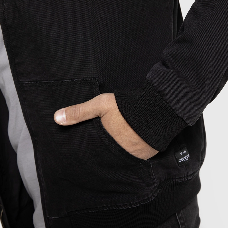 CHAQUETA BOMBER CANVAS BLACK BLACK BUBBA - 5