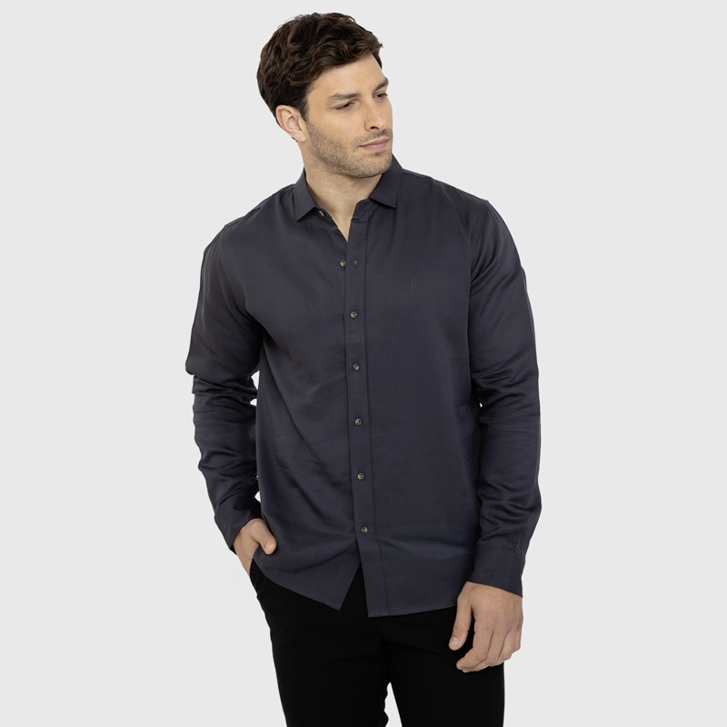 CAMISA SOFT MANGA LARGA DARK GREY BLACK BUBBA - 1