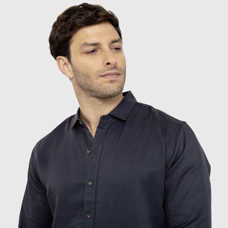 CAMISA SOFT MANGA LARGA DARK GREY BLACK BUBBA - 3