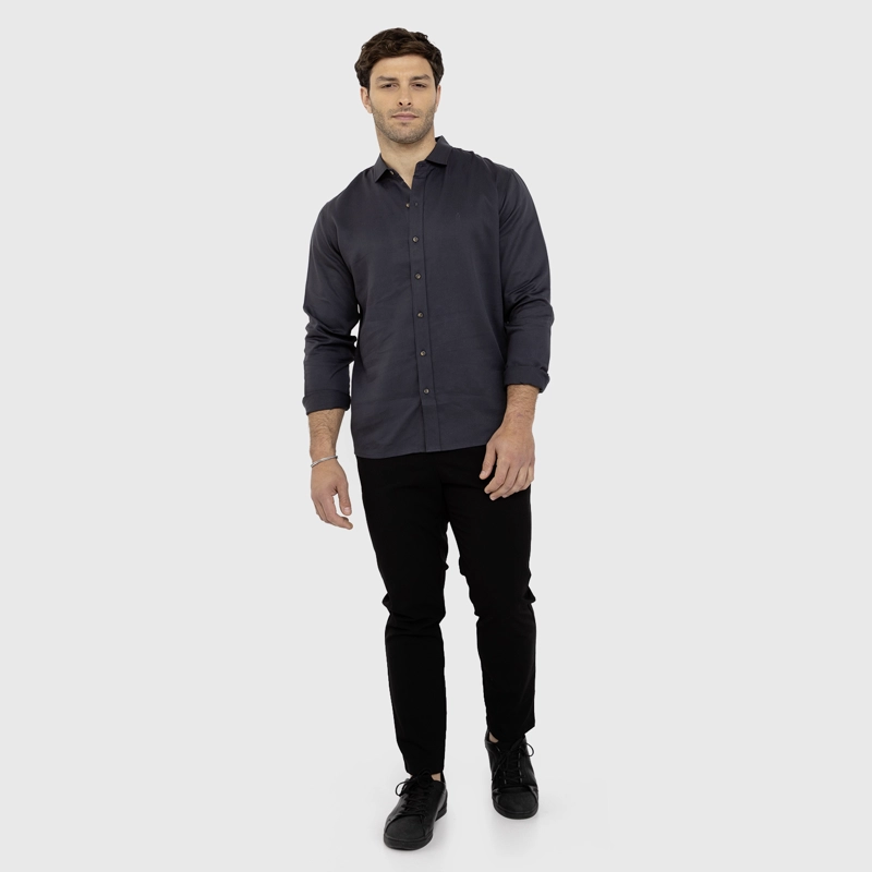CAMISA SOFT MANGA LARGA DARK GREY BLACK BUBBA - 6