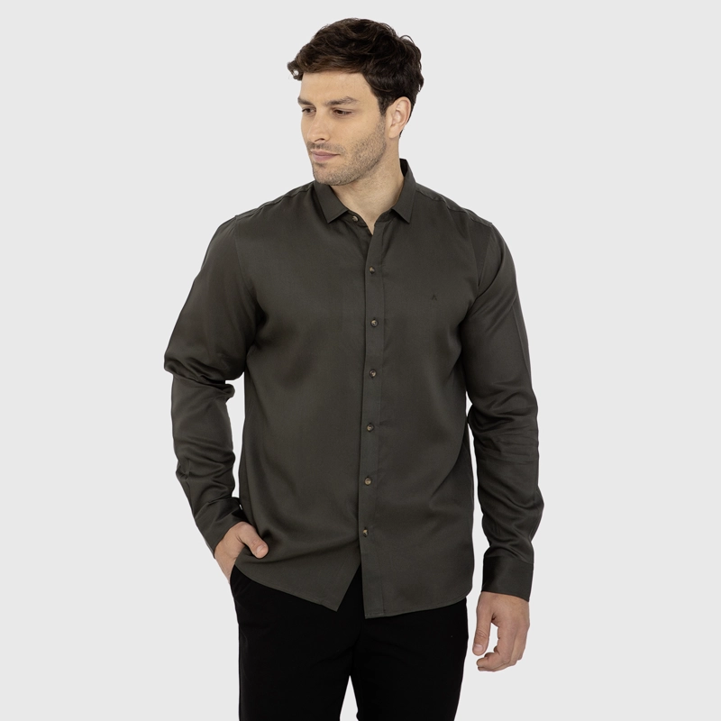 CAMISA SOFT MANGA LARGA DARK GREEN BLACK BUBBA - 1