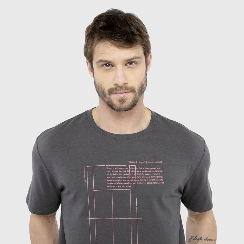 POLERA COURT PERFORMANCE GRIS OSCURO BLACK BUBBA - 3