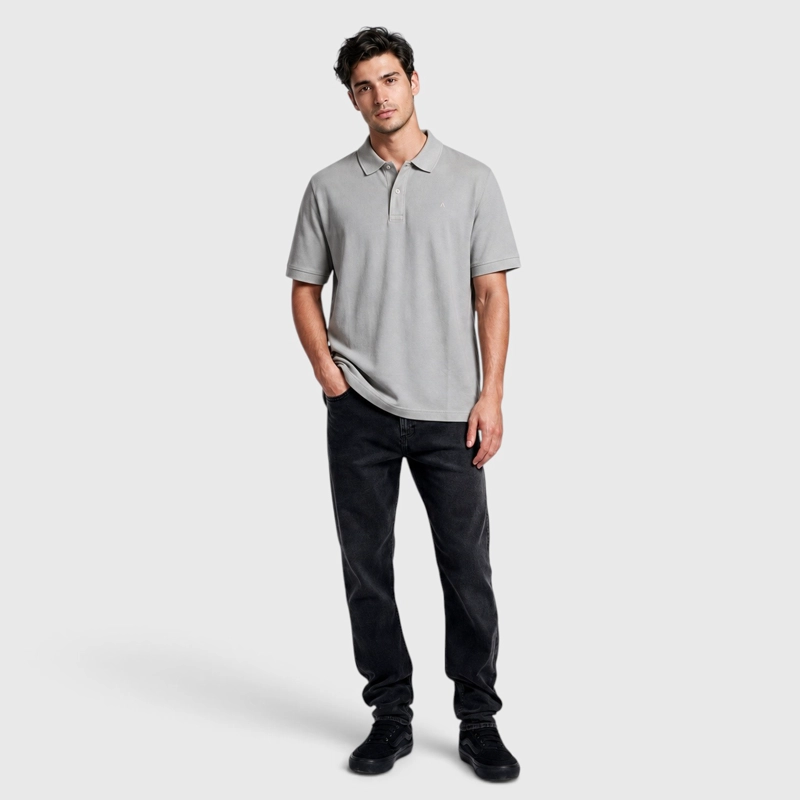 POLERA PIQUE ALGODON GRIS CLARO BLACK BUBBA - 3