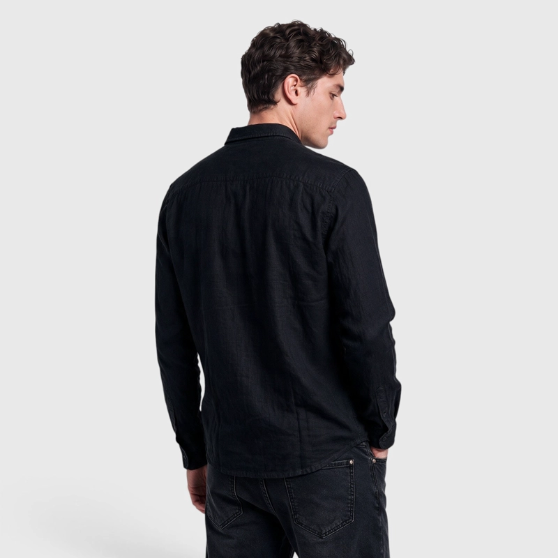 CAMISA LINO MANGA LARGA NEGRA BLACK BUBBA - 2
