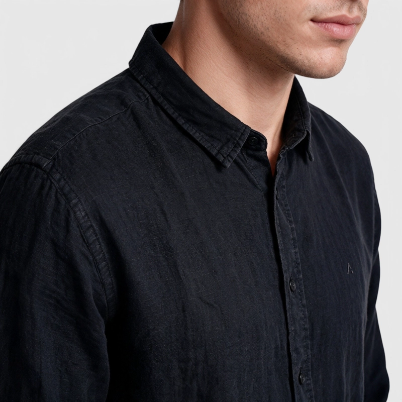 CAMISA LINO MANGA LARGA NEGRA BLACK BUBBA - 5