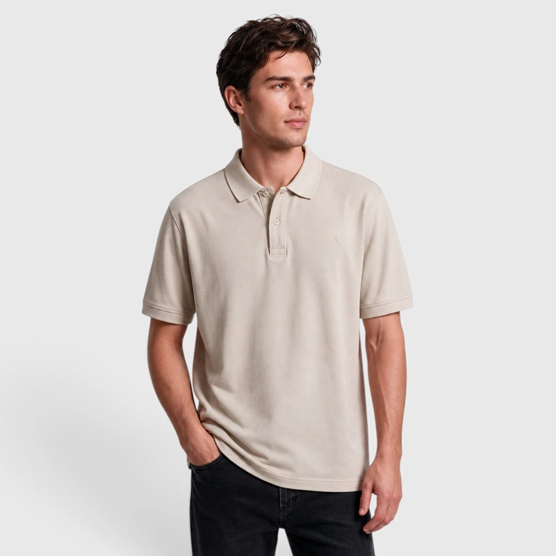 POLERA PIQUE ALGODON BEIGE BLACK BUBBA - 1