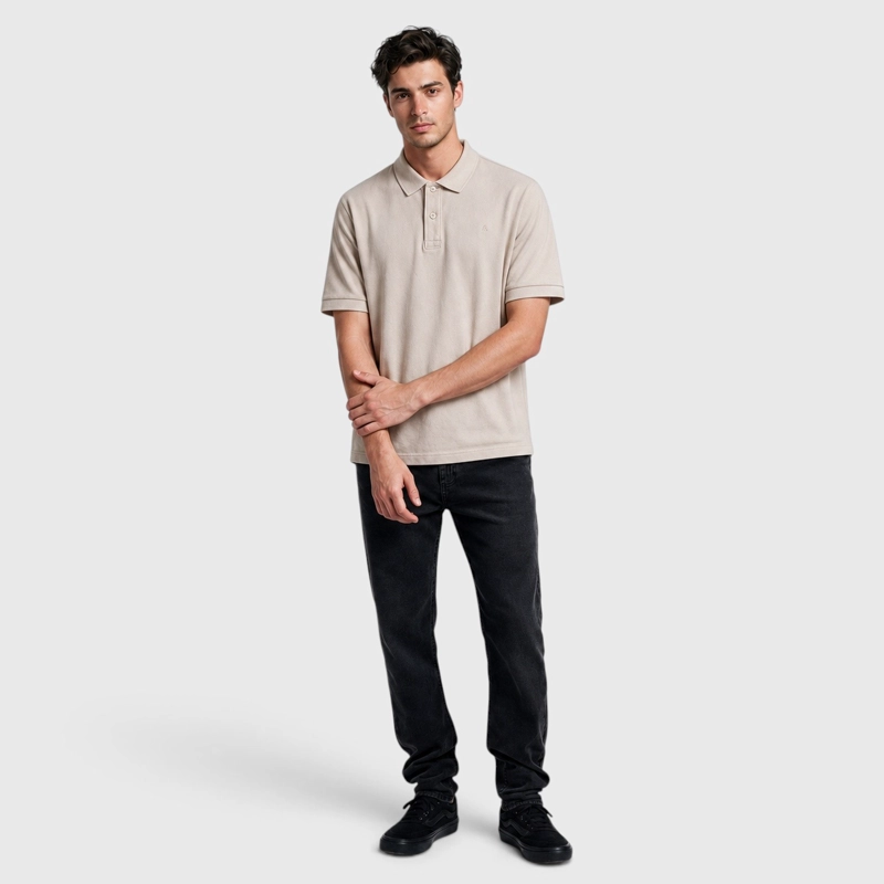 POLERA PIQUE ALGODON BEIGE BLACK BUBBA - 5