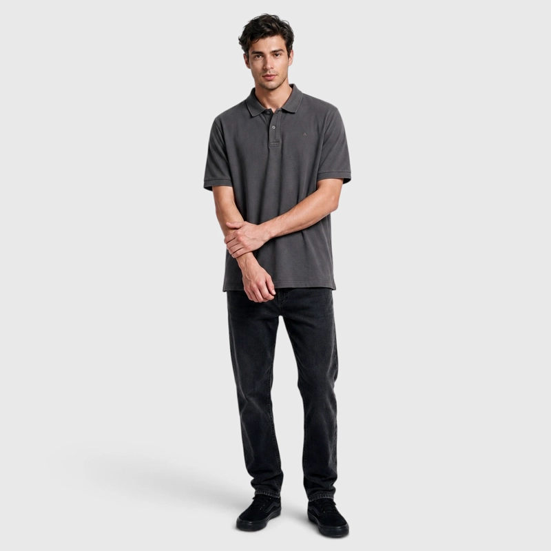 POLERA PIQUE ALGODON GRIS MARENGO BLACK BUBBA - 3