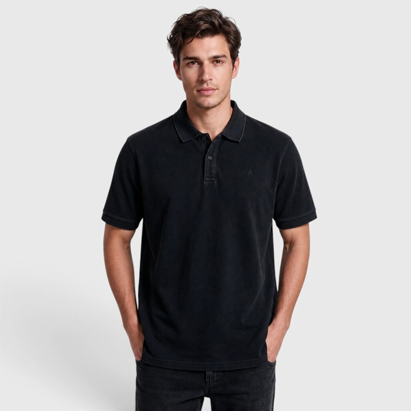 POLERA PIQUE ALGODON NEGRA BLACK BUBBA - 1