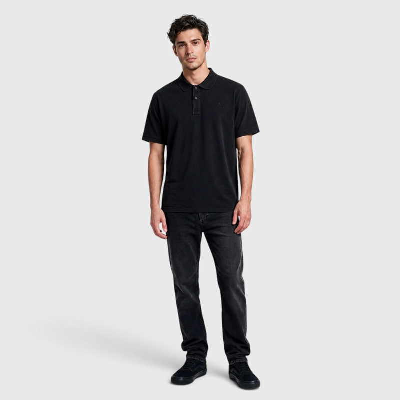 POLERA PIQUE ALGODON NEGRA BLACK BUBBA - 3
