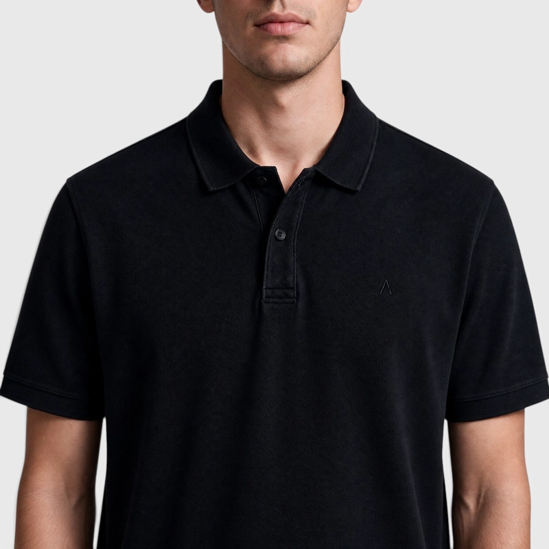 POLERA PIQUE ALGODON NEGRA BLACK BUBBA - 5