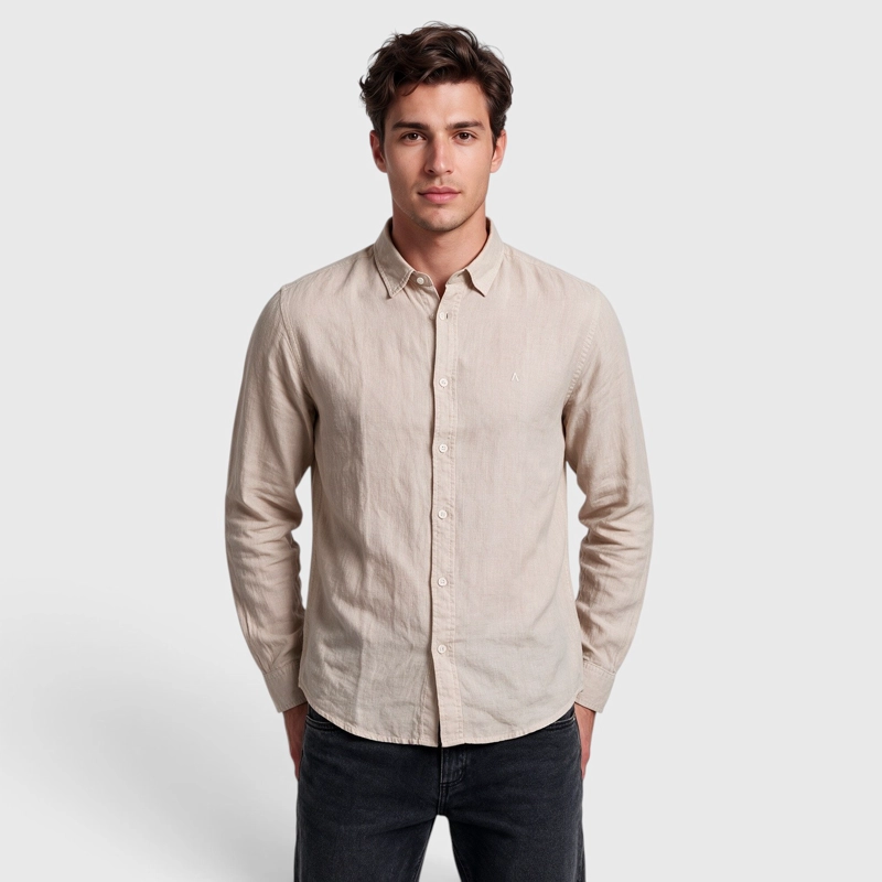 CAMISA LINO MANGA LARGA BEIGE BLACK BUBBA - 1