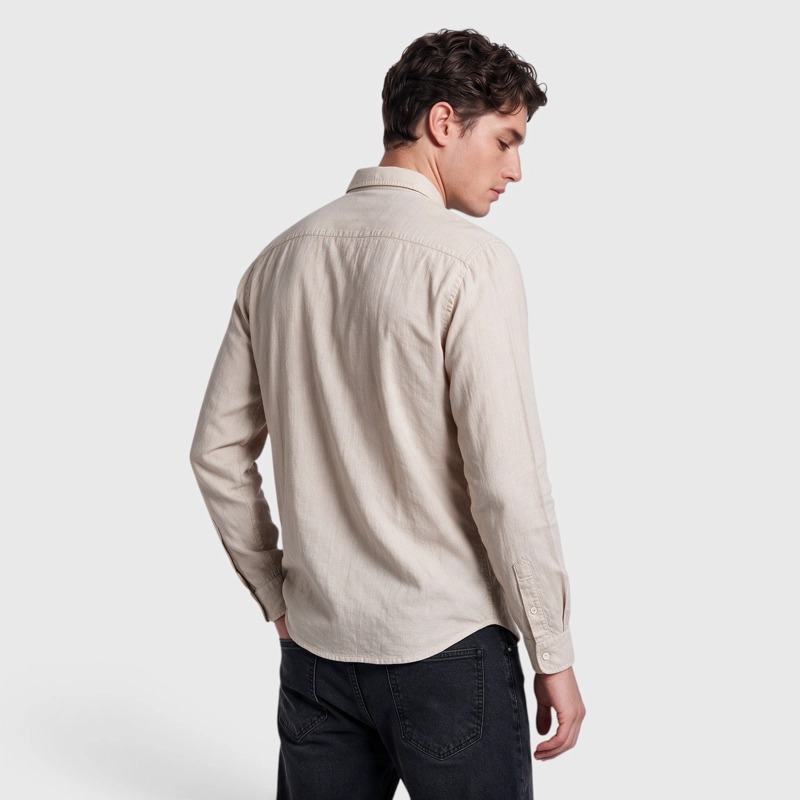 CAMISA LINO MANGA LARGA BEIGE BLACK BUBBA - 2